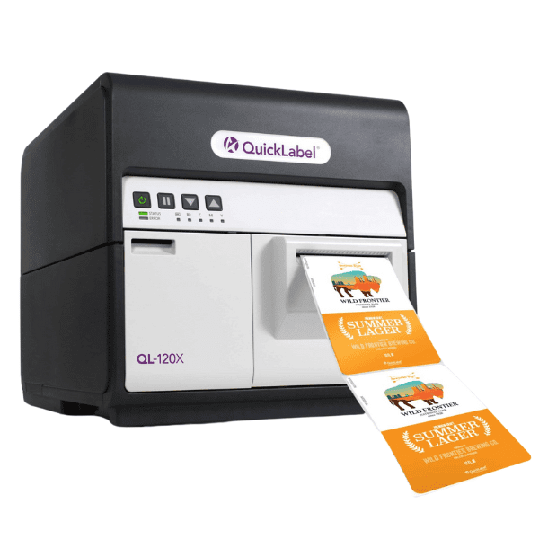 QL-120X label printer in use for color printing of beer labels